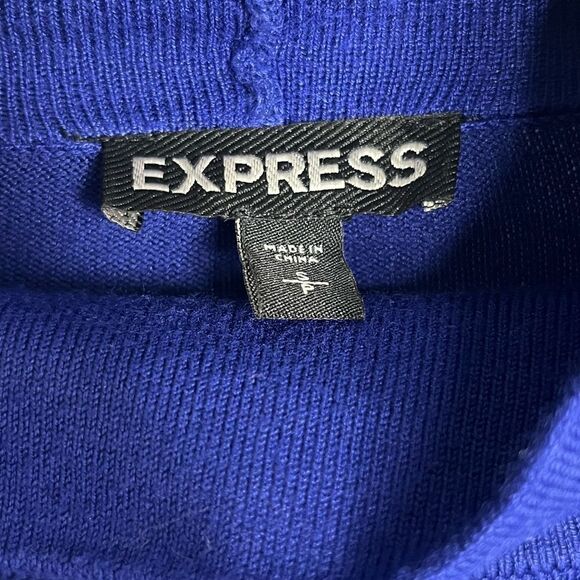 Express Long Sleeve Ruched Mini Dress Blue Size Small - Picture 3 of 3